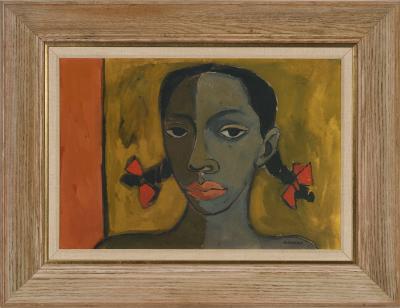 Oswaldo Guayasamin Cabeza de Nina Negra Signed Exhibited at the Museo Guayasam n