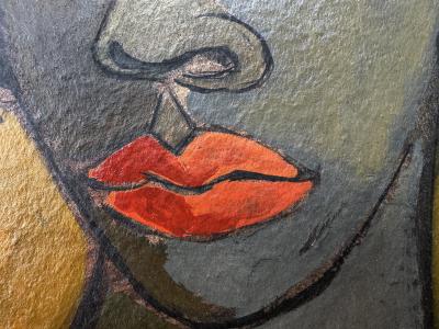 Oswaldo Guayasamin Cabeza de Nina Negra Signed Exhibited at the Museo Guayasam n