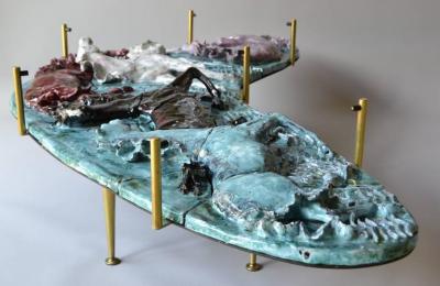 Otello Rosa Rare Otello Rosa San Polo Cinque Cavalli Majolica Coffee Table Italy 1952