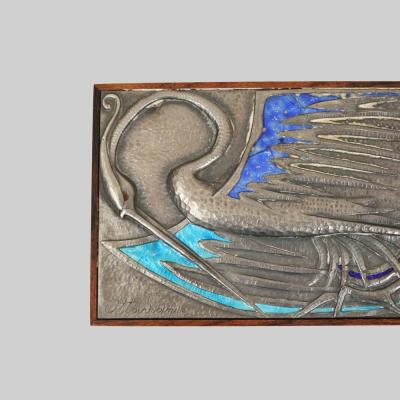 Ottaviani Silver and Enamel wooden Box with Bird Design