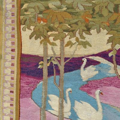 Otto Eckmann Art Nouveau Tapestry AFter Five Swans by Otto Eckmann Germany