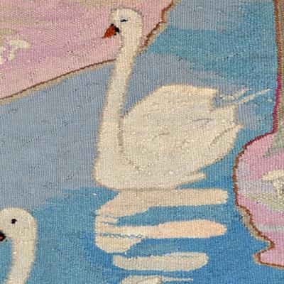 Otto Eckmann Art Nouveau Tapestry AFter Five Swans by Otto Eckmann Germany