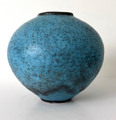 Otto Heino Ceramic Moon Jar with Robin Egg Blue Glaze by Otto Heino