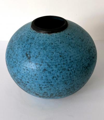 Otto Heino Ceramic Moon Jar with Robin Egg Blue Glaze by Otto Heino