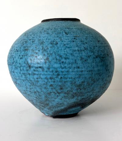 Otto Heino Ceramic Moon Jar with Robin Egg Blue Glaze by Otto Heino