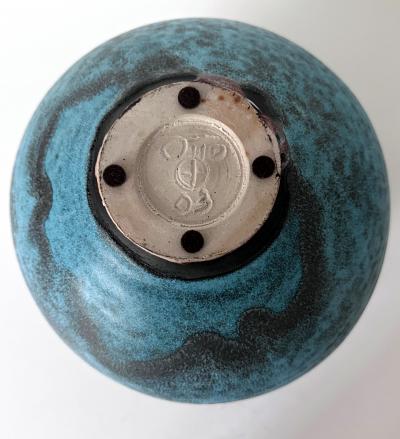 Otto Heino Ceramic Moon Jar with Robin Egg Blue Glaze by Otto Heino