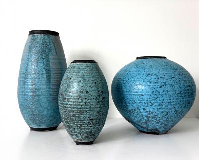 Otto Heino Ceramic Moon Jar with Robin Egg Blue Glaze by Otto Heino