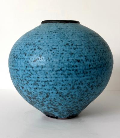 Otto Heino Ceramic Moon Jar with Robin Egg Blue Glaze by Otto Heino
