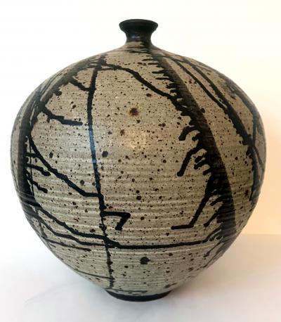 Otto Heino Large Ceramic Jar Vase with Striking Glaze by Vivika and Otto Heino