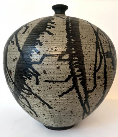 Otto Heino Large Ceramic Jar Vase with Striking Glaze by Vivika and Otto Heino
