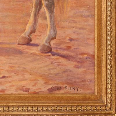 Otto Pilny Orientalist oil painting depicting the trade of a horse by Pilny