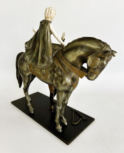 Otto Poertzel Otto Poertzel 1920s Bronze Bone Horse Sculpture The Minstrel The Maiden 