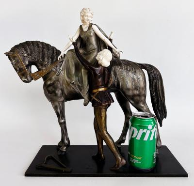 Otto Poertzel Otto Poertzel 1920s Bronze Bone Horse Sculpture The Minstrel The Maiden 