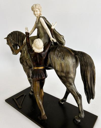 Otto Poertzel Otto Poertzel 1920s Bronze Bone Horse Sculpture The Minstrel The Maiden 