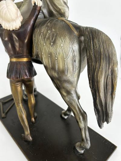 Otto Poertzel Otto Poertzel 1920s Bronze Bone Horse Sculpture The Minstrel The Maiden 