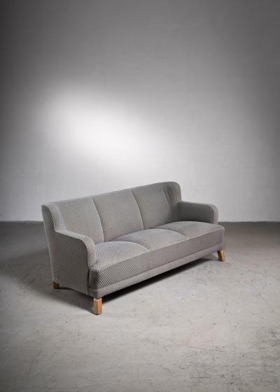 Otto Schultz Scandinavian Modern three seater sofa with grey wool upholstery