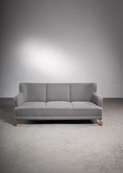 Otto Schultz Scandinavian Modern three seater sofa with grey wool upholstery