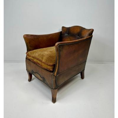 Otto Schulz 1930 s European Leather Lounge Chair