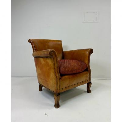 Otto Schulz Early 20th Century European Leather Lounge Chair