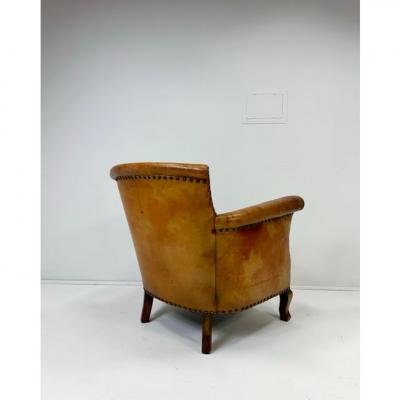 Otto Schulz Early 20th Century European Leather Lounge Chair