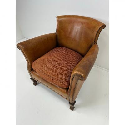 Otto Schulz Early 20th Century European Leather Lounge Chair