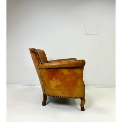 Otto Schulz Early 20th Century European Leather Lounge Chair