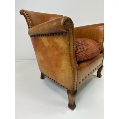 Otto Schulz Early 20th Century European Leather Lounge Chair
