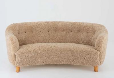 Otto Schulz Otto Schulz Attributed Scandinavian Mid Century Sofa in Sheepskin