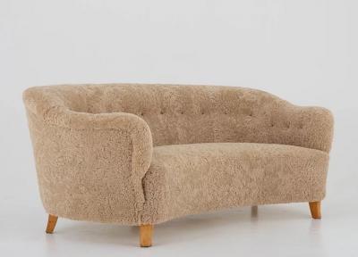 Otto Schulz Otto Schulz Attributed Scandinavian Mid Century Sofa in Sheepskin