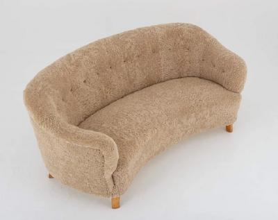 Otto Schulz Otto Schulz Attributed Scandinavian Mid Century Sofa in Sheepskin