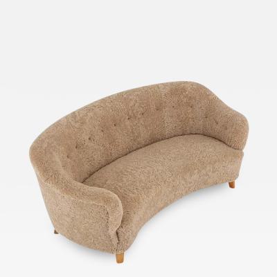 Otto Schulz Otto Schulz Attributed Scandinavian Mid Century Sofa in Sheepskin