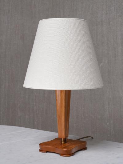 Otto Schulz Otto Schulz Attributed Table Lamp in Birch Brass and Linen Sweden 1940s