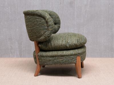 Otto Schulz Otto Schulz Lounge Chair in Green Pierre Frey Tweed and Beech Sweden 1940s