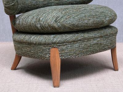 Otto Schulz Otto Schulz Lounge Chair in Green Pierre Frey Tweed and Beech Sweden 1940s