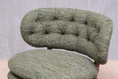 Otto Schulz Otto Schulz Lounge Chair in Green Pierre Frey Tweed and Beech Sweden 1940s