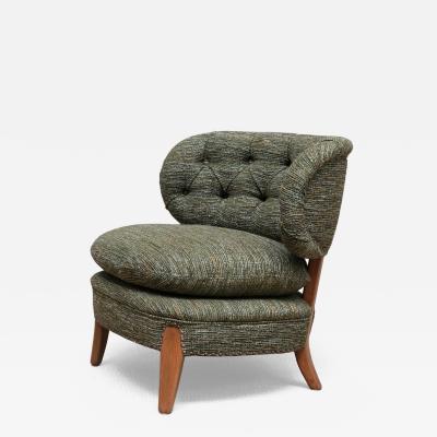 Otto Schulz Otto Schulz Lounge Chair in Green Pierre Frey Tweed and Beech Sweden 1940s