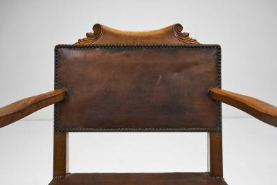 Otto Schulz Pair of Low Beech Armchairs with Leather by Otto Schulz Sweden Mid 20th Century