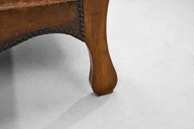 Otto Schulz Pair of Low Beech Armchairs with Leather by Otto Schulz Sweden Mid 20th Century