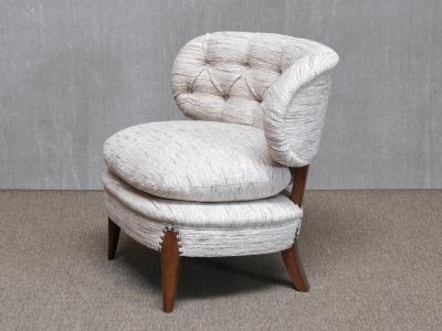 Otto Schulz Pair of Otto Schulz Lounge Chairs in Pierre Frey Tweed and Beech Sweden 1940s