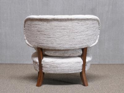 Otto Schulz Pair of Otto Schulz Lounge Chairs in Pierre Frey Tweed and Beech Sweden 1940s