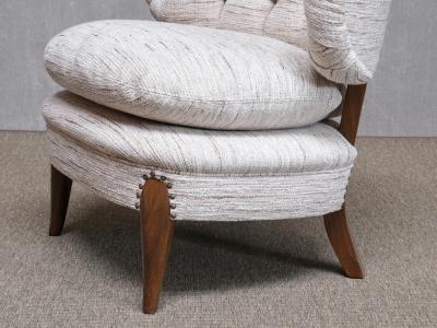 Otto Schulz Pair of Otto Schulz Lounge Chairs in Pierre Frey Tweed and Beech Sweden 1940s
