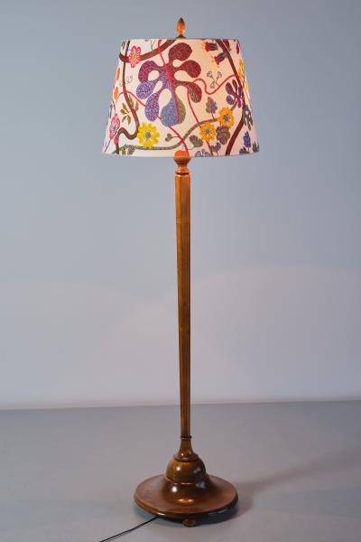 Otto Schulz Rare Otto Schulz Floor Lamp in Birch Wood Josef Frank Shade Boet Sweden 1928