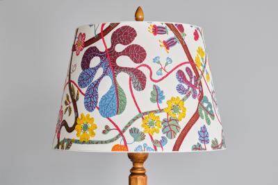 Otto Schulz Rare Otto Schulz Floor Lamp in Birch Wood Josef Frank Shade Boet Sweden 1928