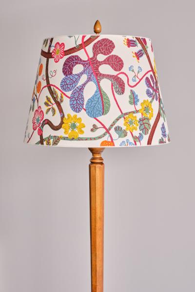 Otto Schulz Rare Otto Schulz Floor Lamp in Birch Wood Josef Frank Shade Boet Sweden 1928