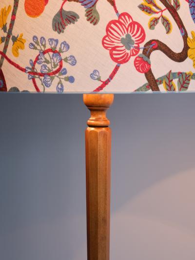 Otto Schulz Rare Otto Schulz Floor Lamp in Birch Wood Josef Frank Shade Boet Sweden 1928