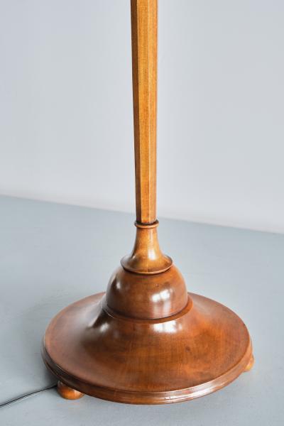 Otto Schulz Rare Otto Schulz Floor Lamp in Birch Wood Josef Frank Shade Boet Sweden 1928