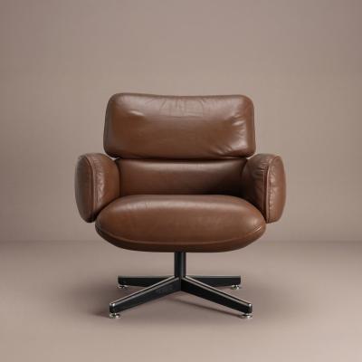 Otto Zapf Otto Zapf Executive Lounge Chair by Knoll in Original Chocolate Brown Leather
