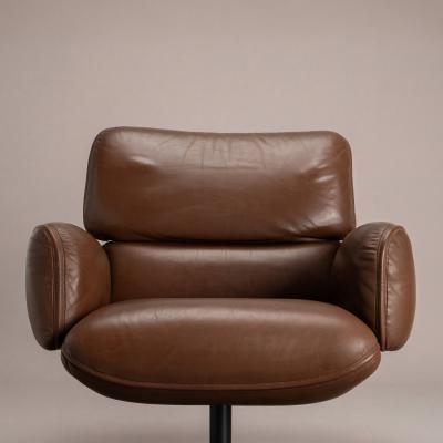Otto Zapf Otto Zapf Executive Lounge Chair by Knoll in Original Chocolate Brown Leather