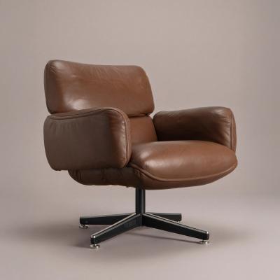 Otto Zapf Otto Zapf Executive Lounge Chair by Knoll in Original Chocolate Brown Leather