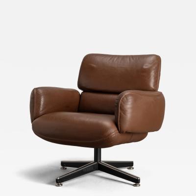 Otto Zapf Otto Zapf Executive Lounge Chair by Knoll in Original Chocolate Brown Leather